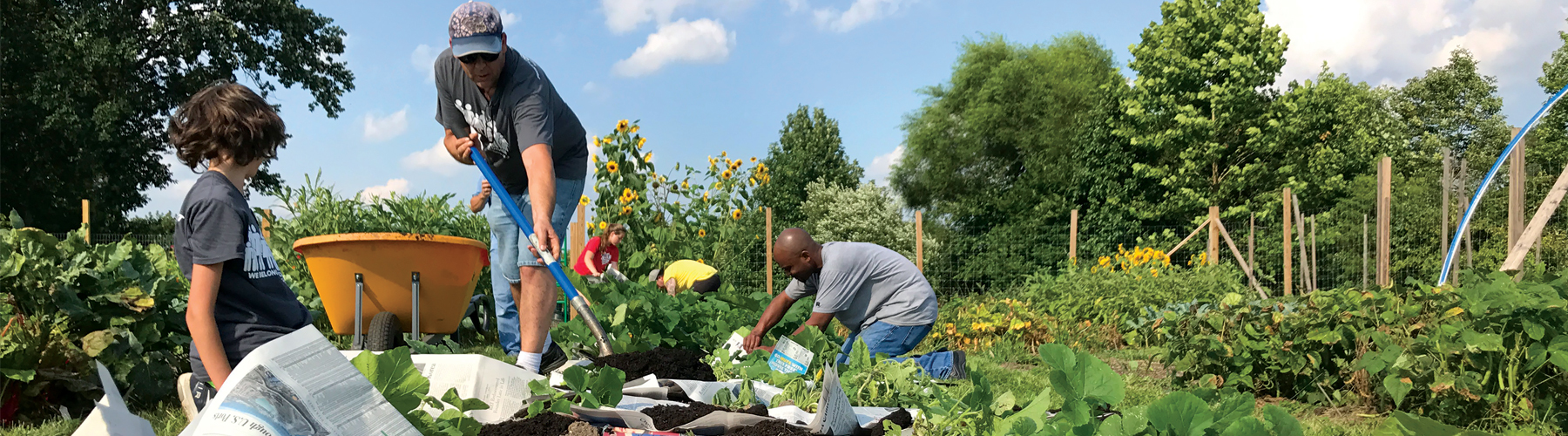 PTSEM Students working in the garden