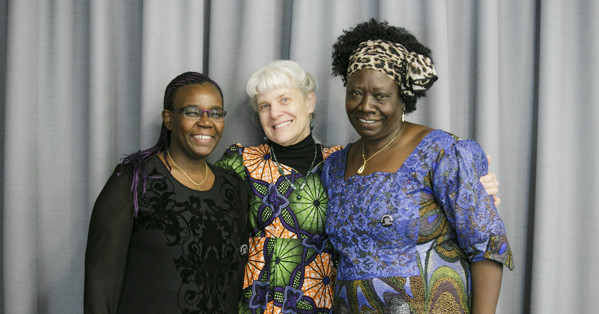 Elsie McKee (center) with Dr. Nyambura Njoroge (left) and Maman Monique (right)