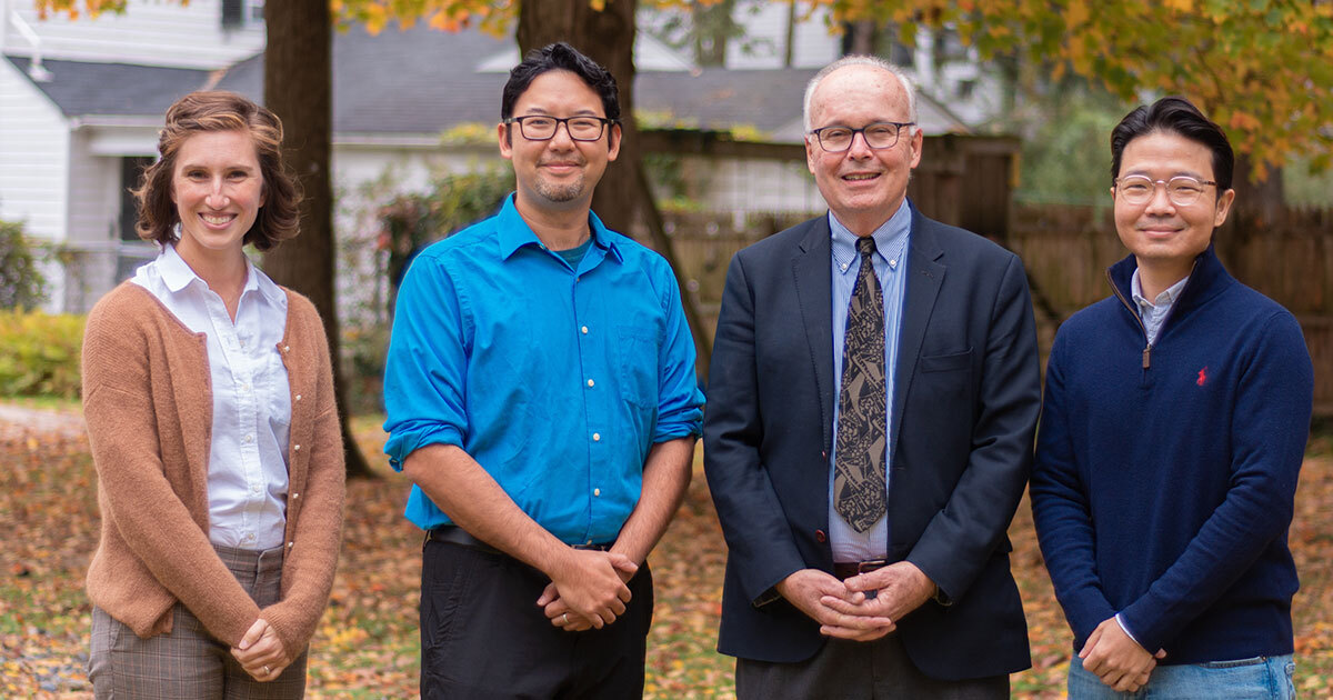 The staff of the Overseas Ministries Study Center: Caitlin Barton, Easten Law, Tom Hastings, and Byung Ho Choi
