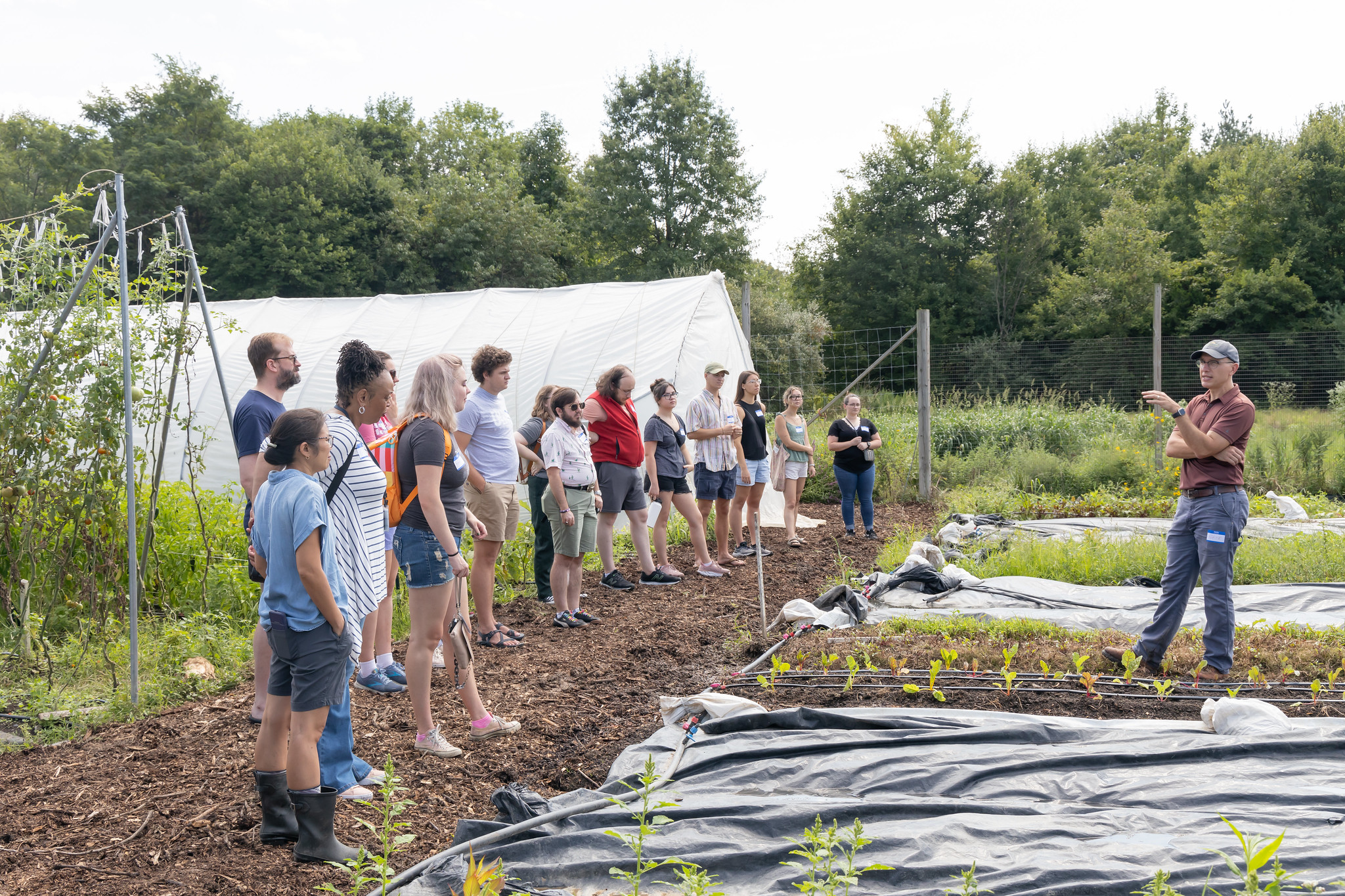 Students at the farm during orientation