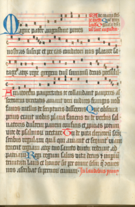 A page of Latin chant music from the Benson Hymnal collection