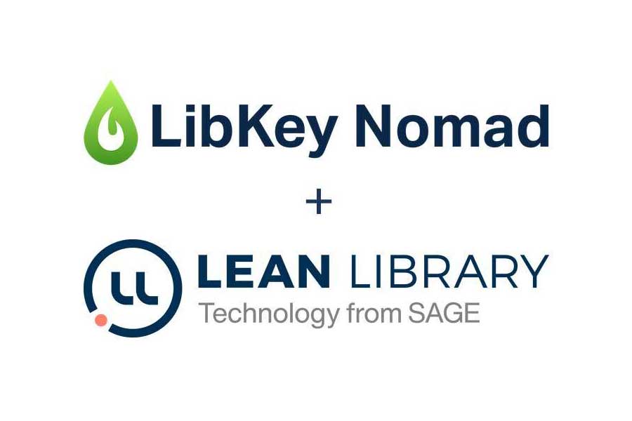 graphic shows LibKey Nomad with the green flame, a plus sign and the Lean Library logo which includes the words Technology from Sage