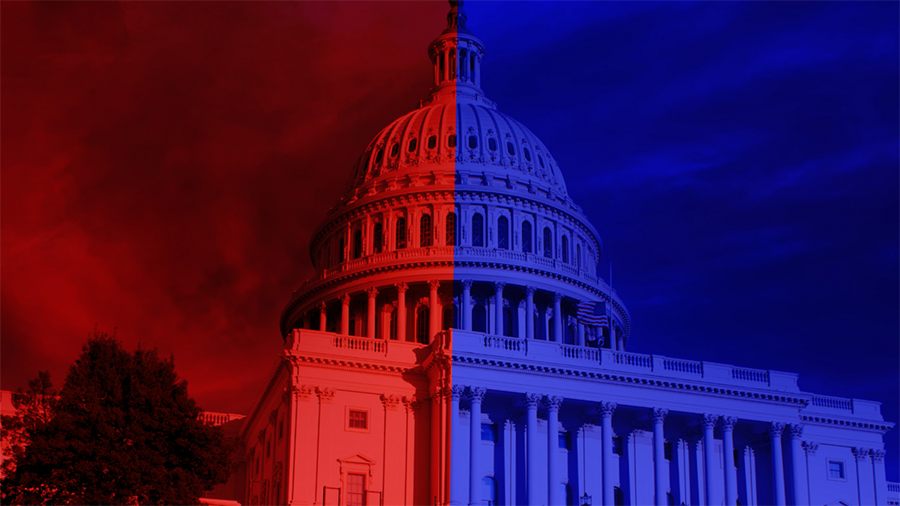 Whitehouse with red and blue color filters