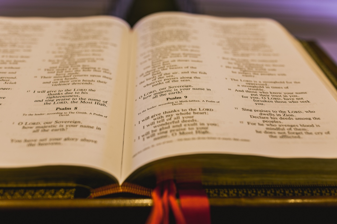 Bible open to the Psalms