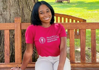 PTSEM Student Lauryn Hankerson sitting outside on a bench