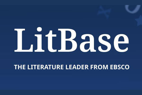 blue graphic with white text LitBase The Literature Leader from EBSCO