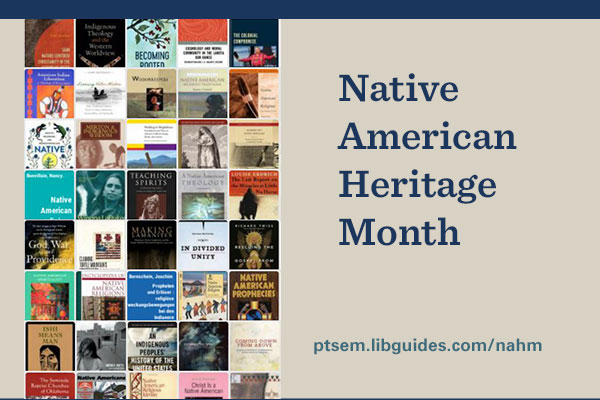 graphic for Native American Heritage Month includes book cover images arranged like a quilt