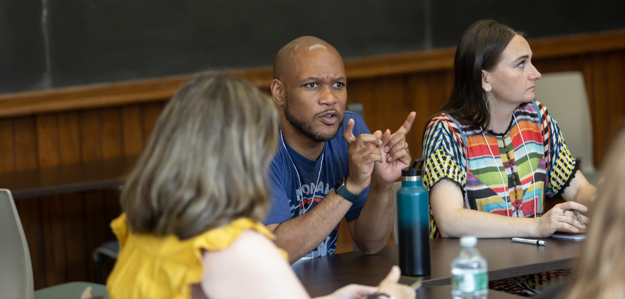 Students discussing preaching at Engle Institute