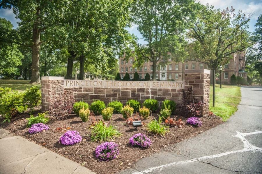 Gate to Princeton Seminary with Flowers