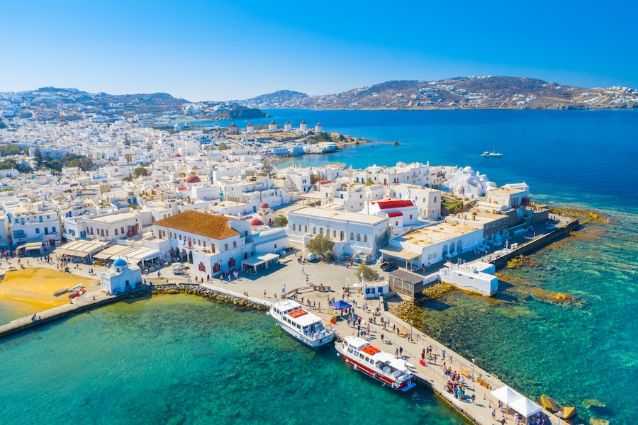 Panoramic view of Mykonos town