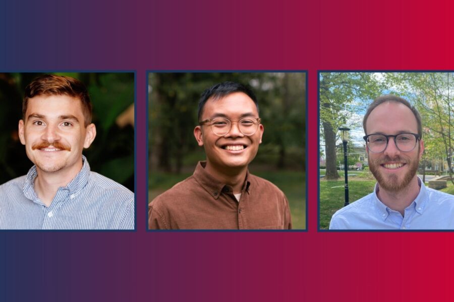 Gavin Chase, MDiv ’26, Yanan Rahim N. Melo, MDiv ’25, and John Walker, MDiv ’22