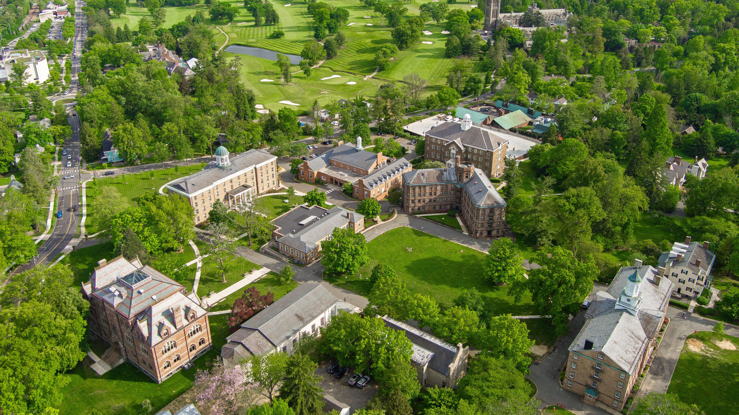 Aerial image of Princeton Seminary campus